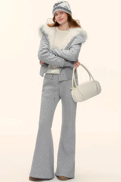 Fleece-Lined Flared Casual Pants