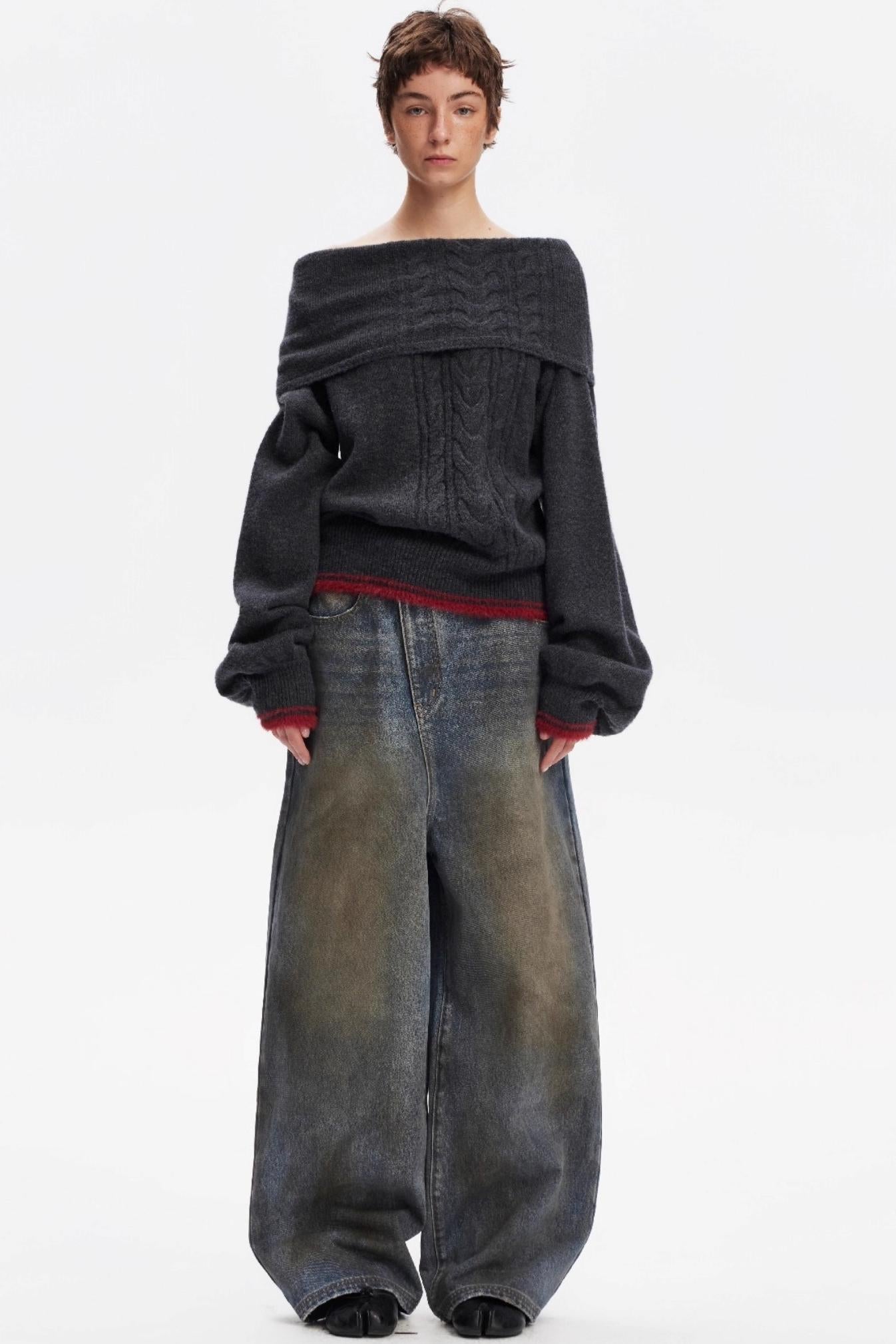 Vintage Yellow Distressed Jeans