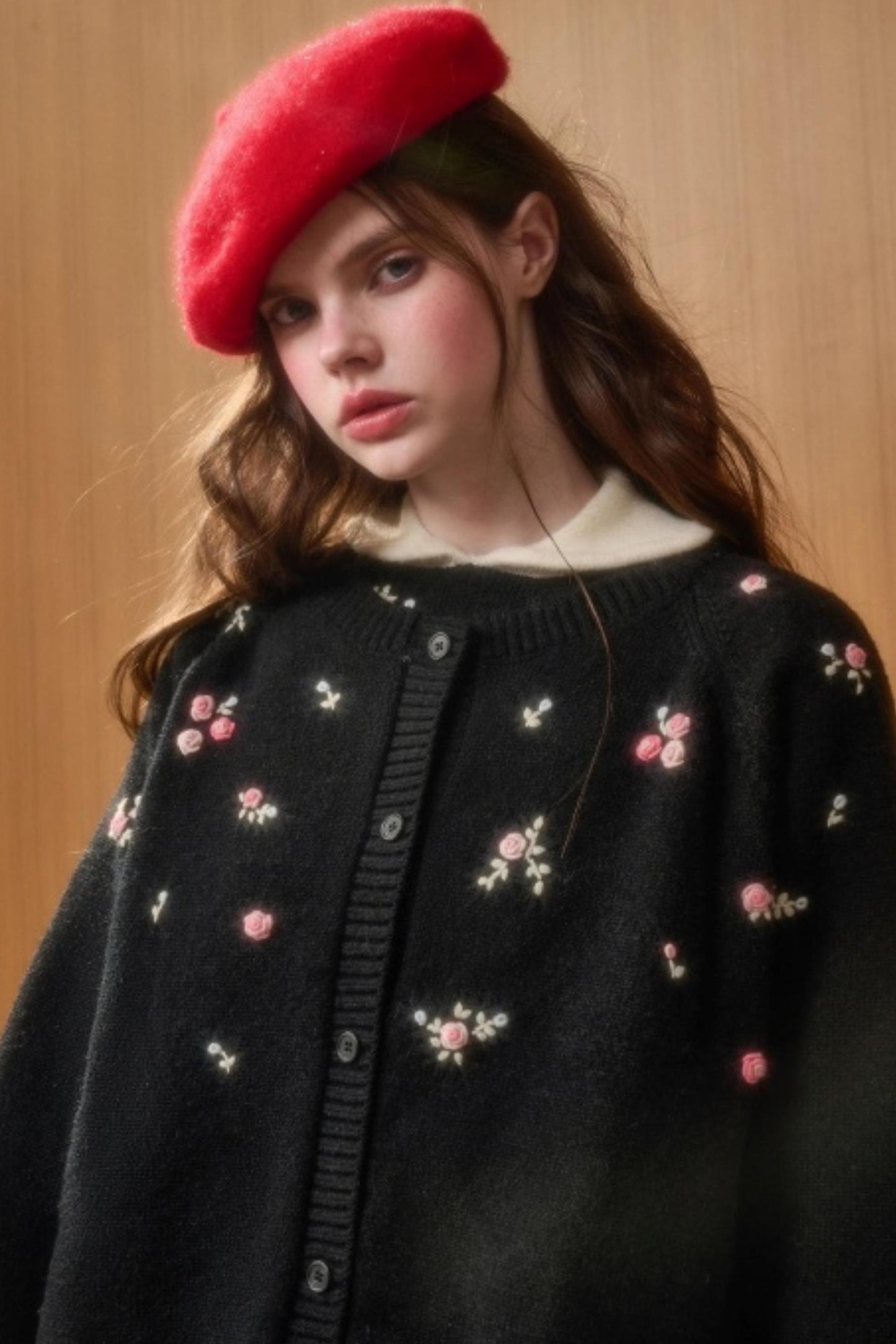 Hand-Embroidered Wool Cardigan