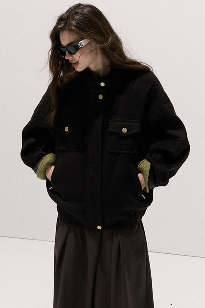 V-Neck Long Sleeve Wool Knit Top