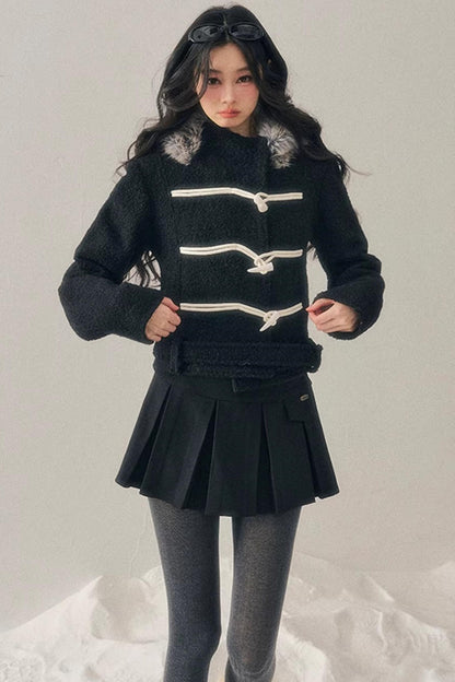 French Woolen Hooded Coat