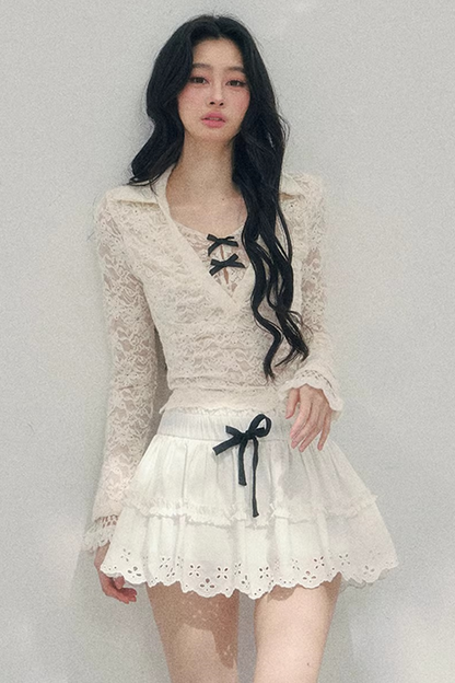 Spring White Half-Skirt