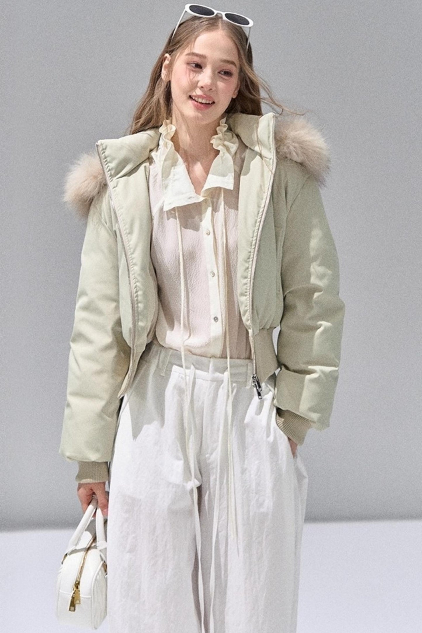 Fungus Edge Collar Drawstring Lace-up Shirt