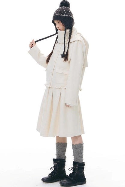 Knitted Scarf Collar Jacket Set-Up