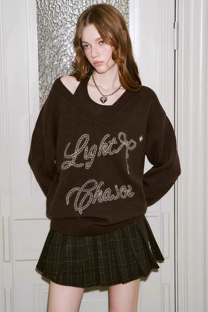 Knitted Two-Piece Sweater Pants Set