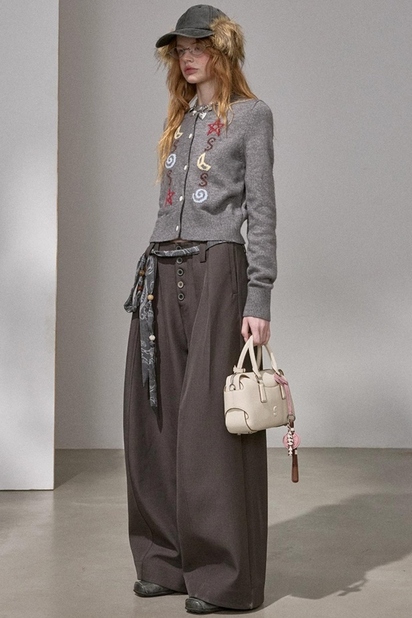 Button Pleated Winter Pants