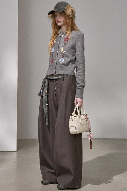 Button Pleated Winter Pants