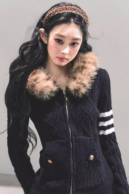 American-Style Hooded Knit Sweater