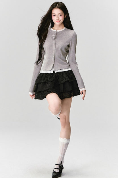 Flower Knit Cardigan