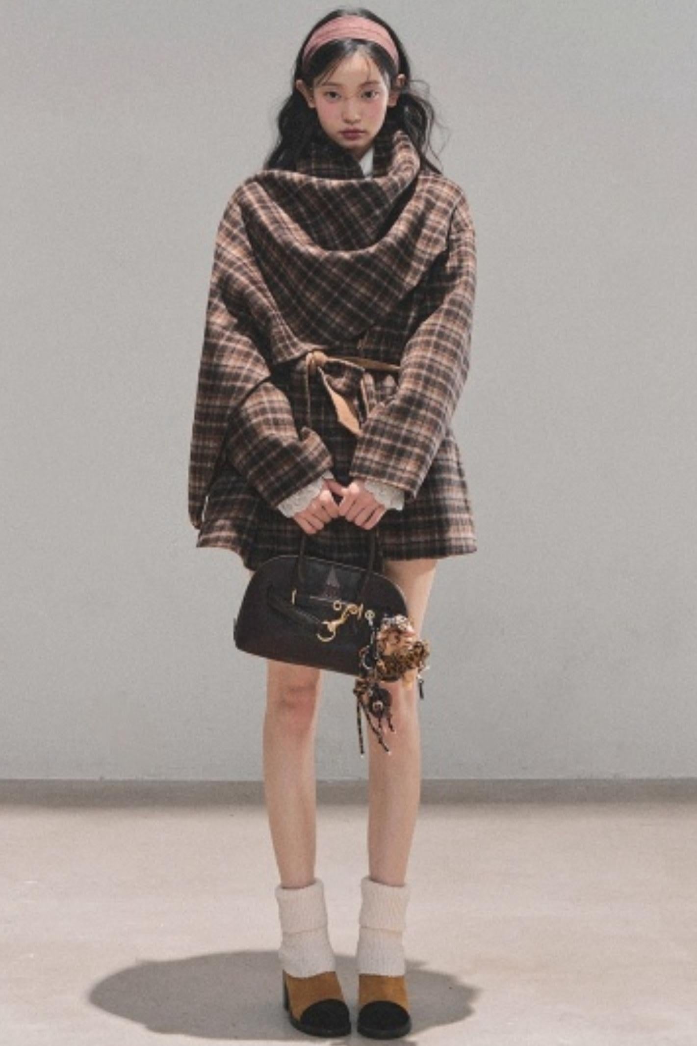Winter Plaid Wool Coat