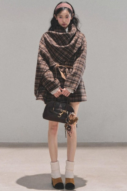 Winter Plaid Wool Coat
