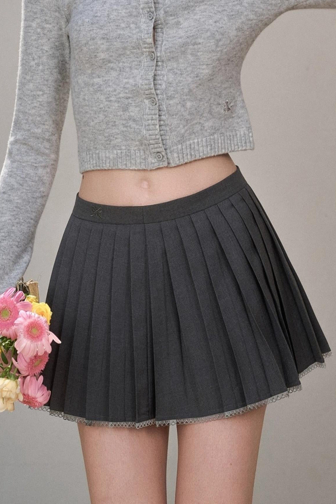 Gray Pleated Skirt