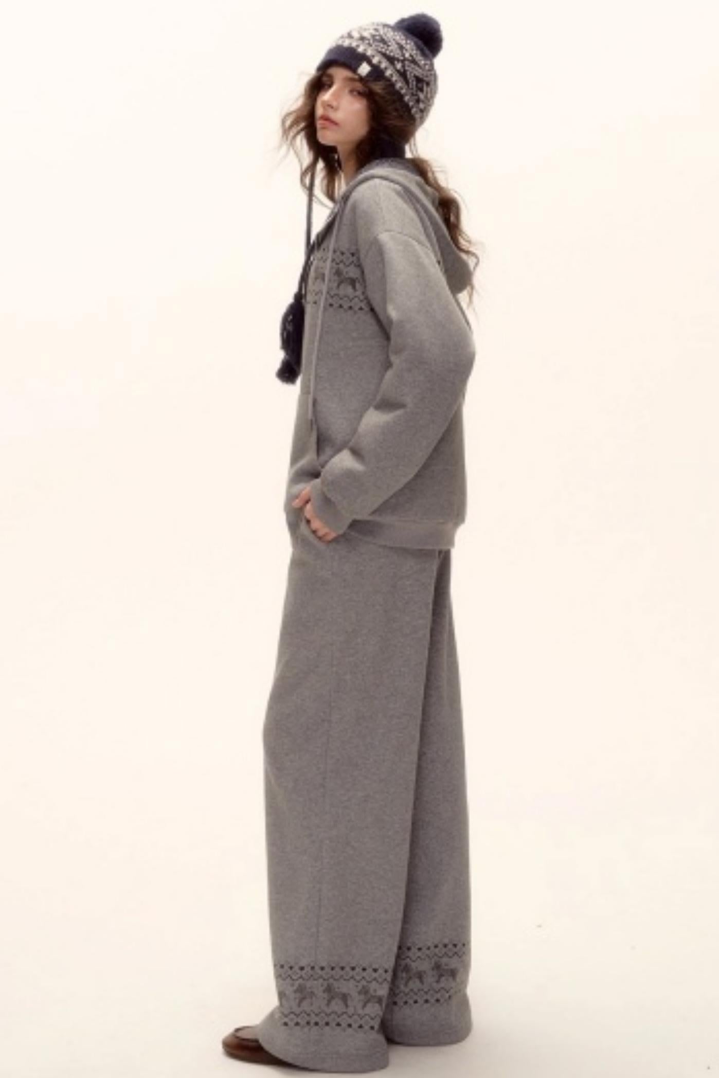 Fair Isle Quilted Jacket Pants Set-Up