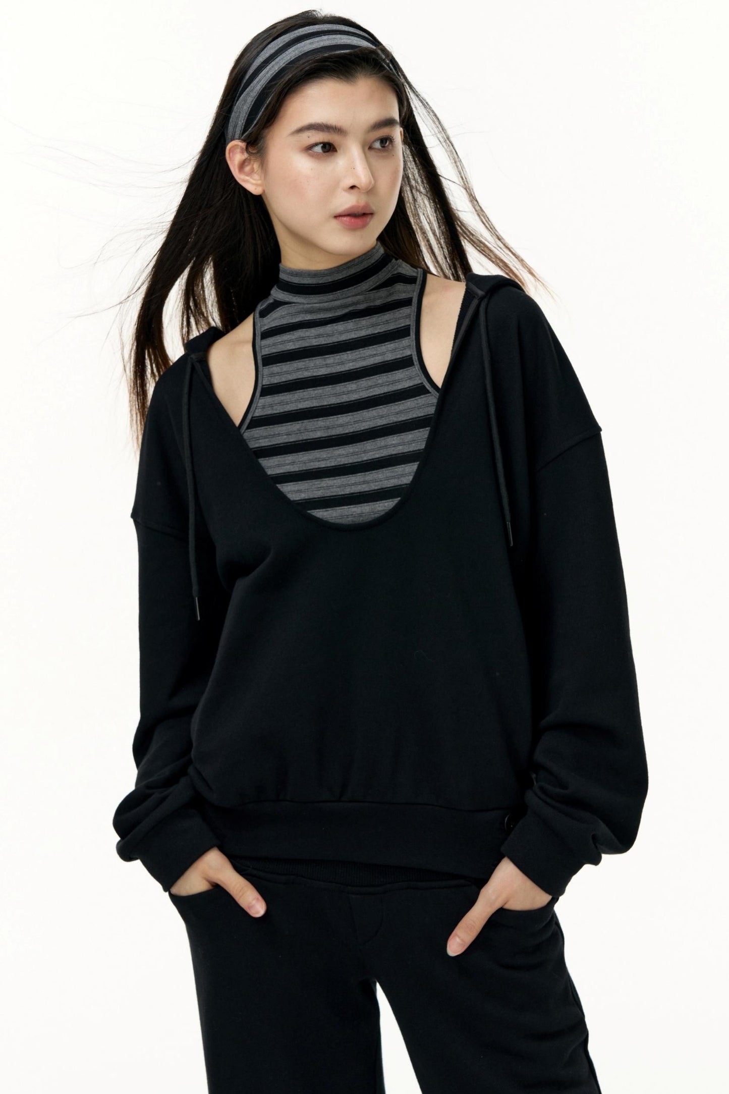 Layered Hooded Sweatshirt Set-Up