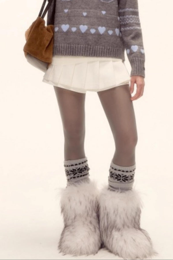 Mohair Pleated Culottes Skirt