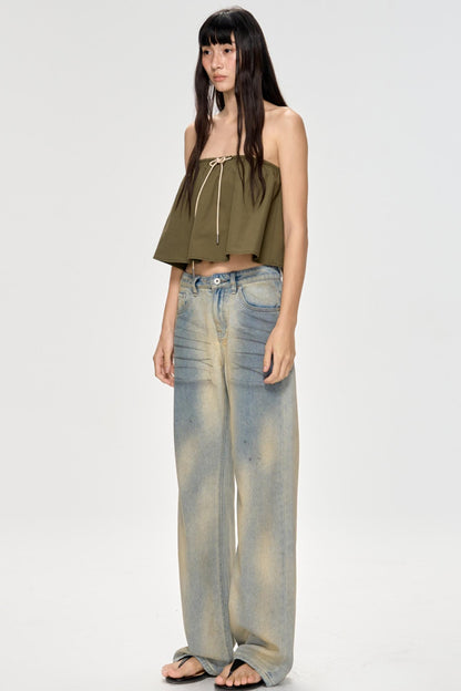 Bright Blue Backless Plunge Top