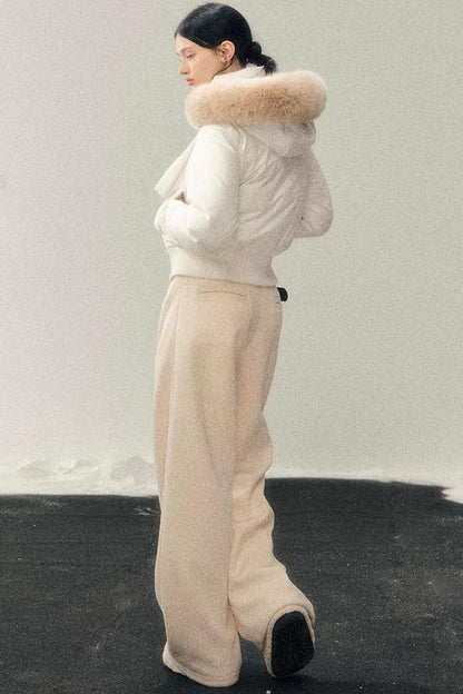 Fleece-Lined Wide-Leg Pants