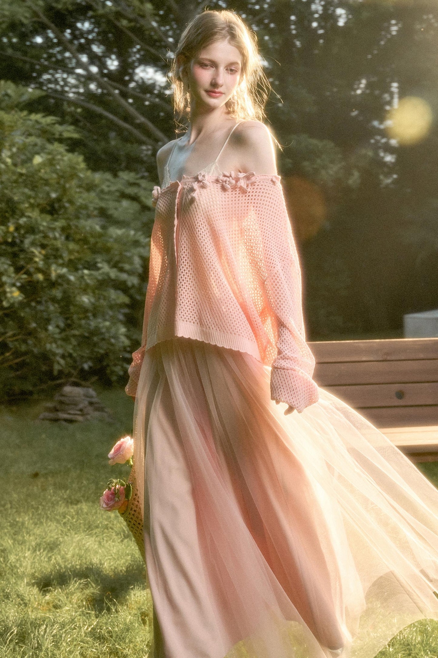 Galaxy Ice Silk Hollow Cardigan