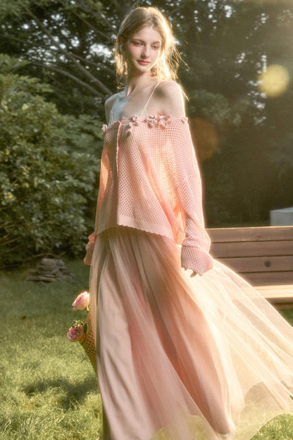 Galaxy Ice Silk Hollow Cardigan