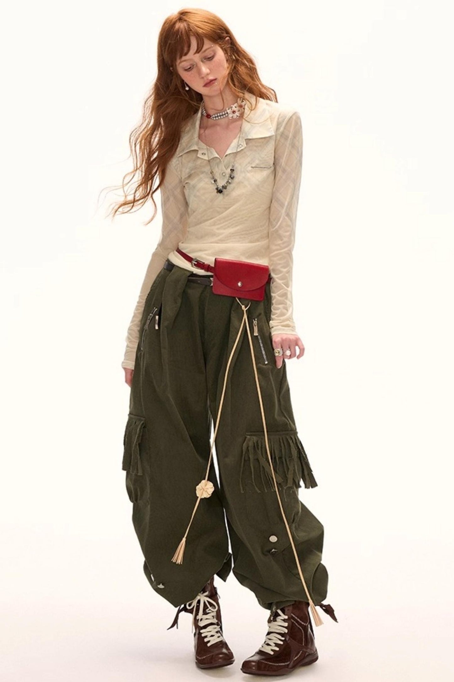 Luxury Slim Plaid Mesh Tee