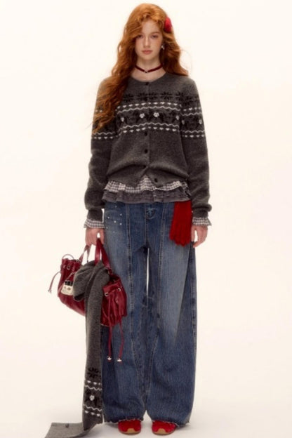 Fair Isle Wool Cardigan Set-Up