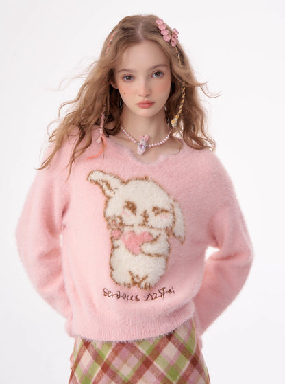 American rabbit warm pullover sweater