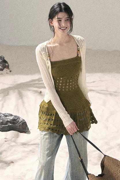 Knitted Hollow-Out Summer Top