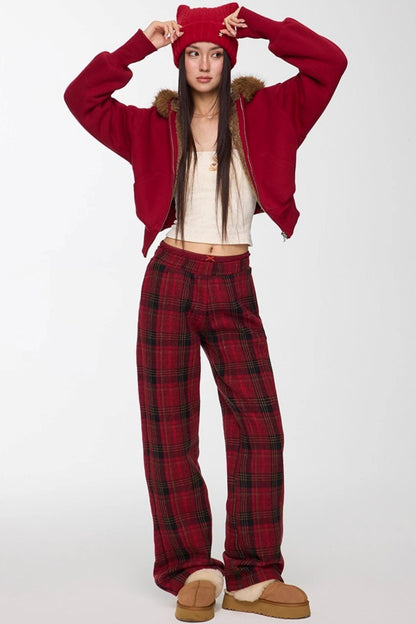 Red Winter Casual Pants