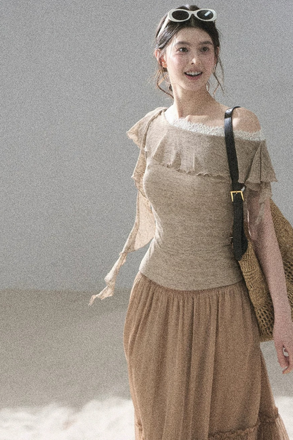 Before the Sunset Lace Off-Shoulder Top