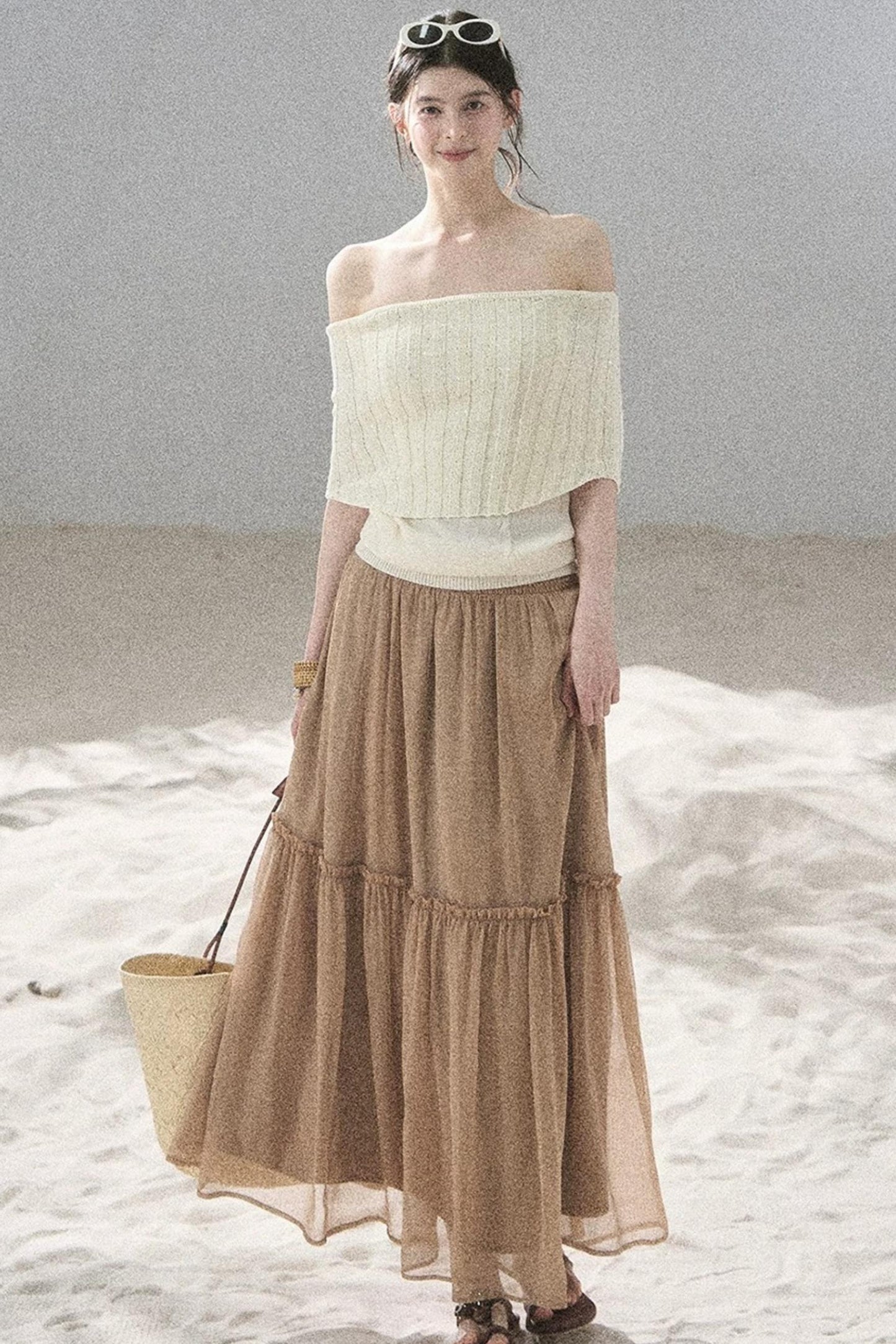 Youthful Off-Shoulder Knit Top
