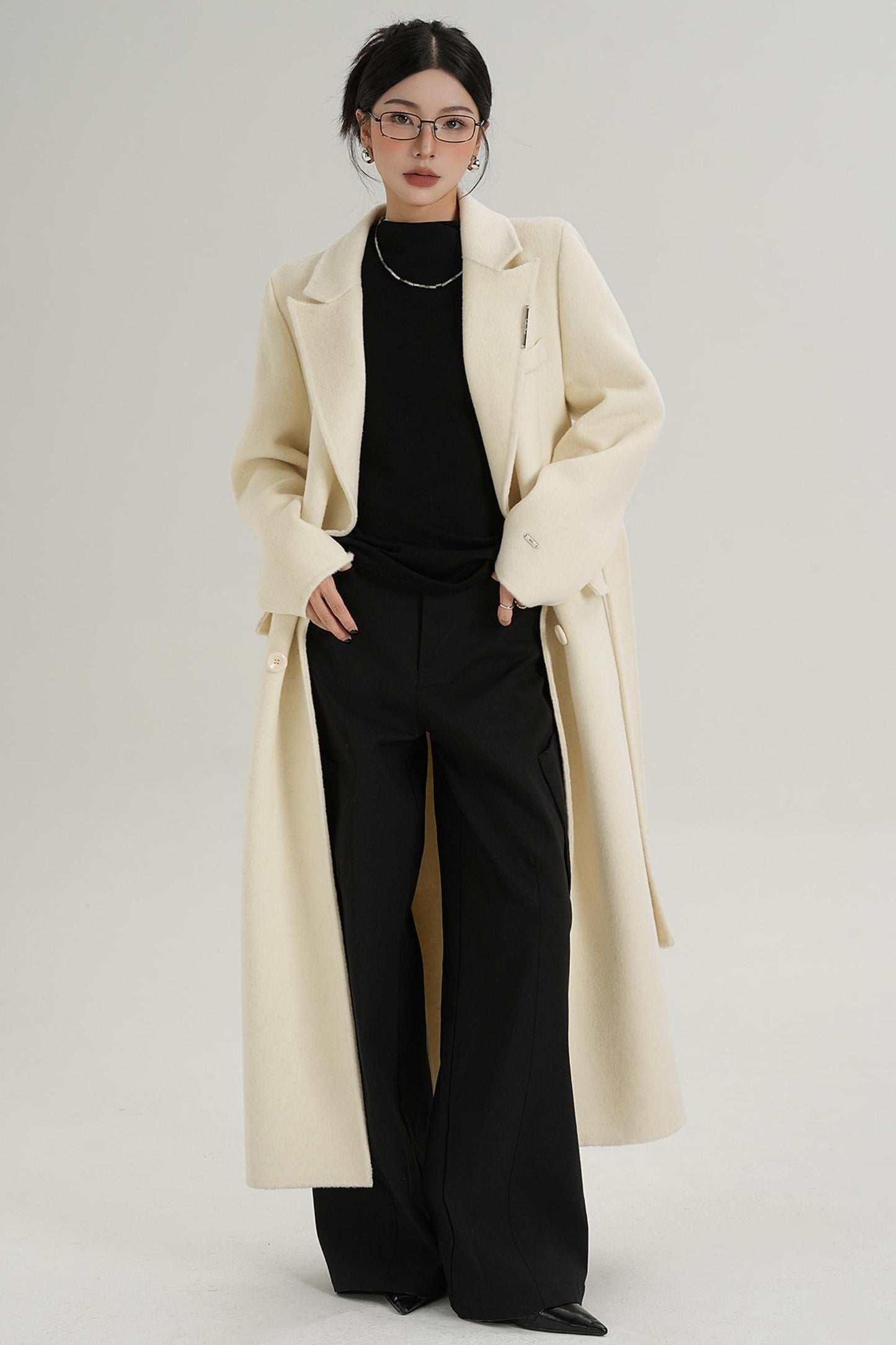 Wool Elegance Long Trench Coat