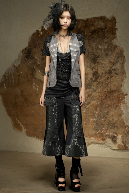 Maglia gotica senza maniche con scollo all’americana