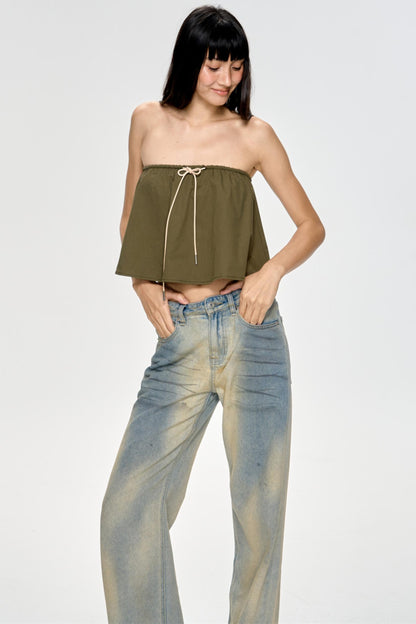 Bright Blue Backless Plunge Top