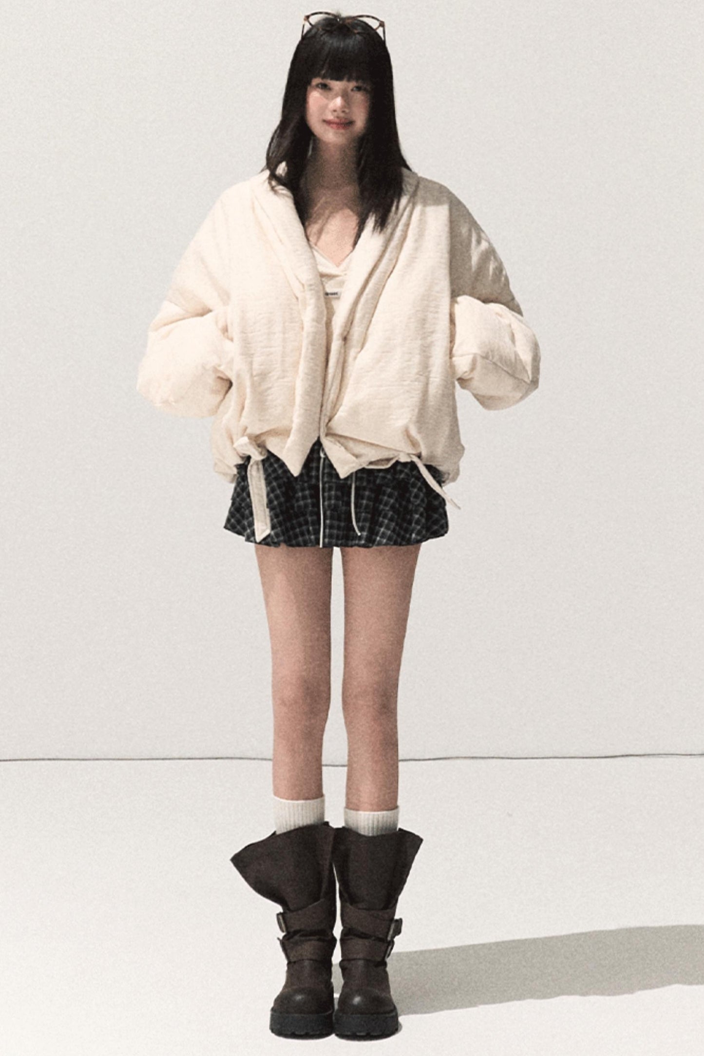 Shrine Plaid Woolen Cake A-Line Skirt