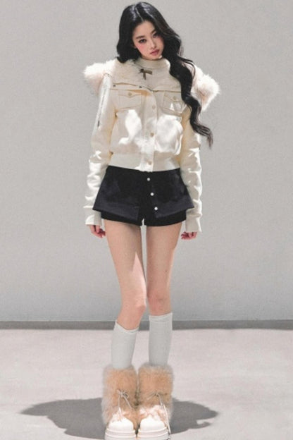 Hooded Faux Fur Winter Coat