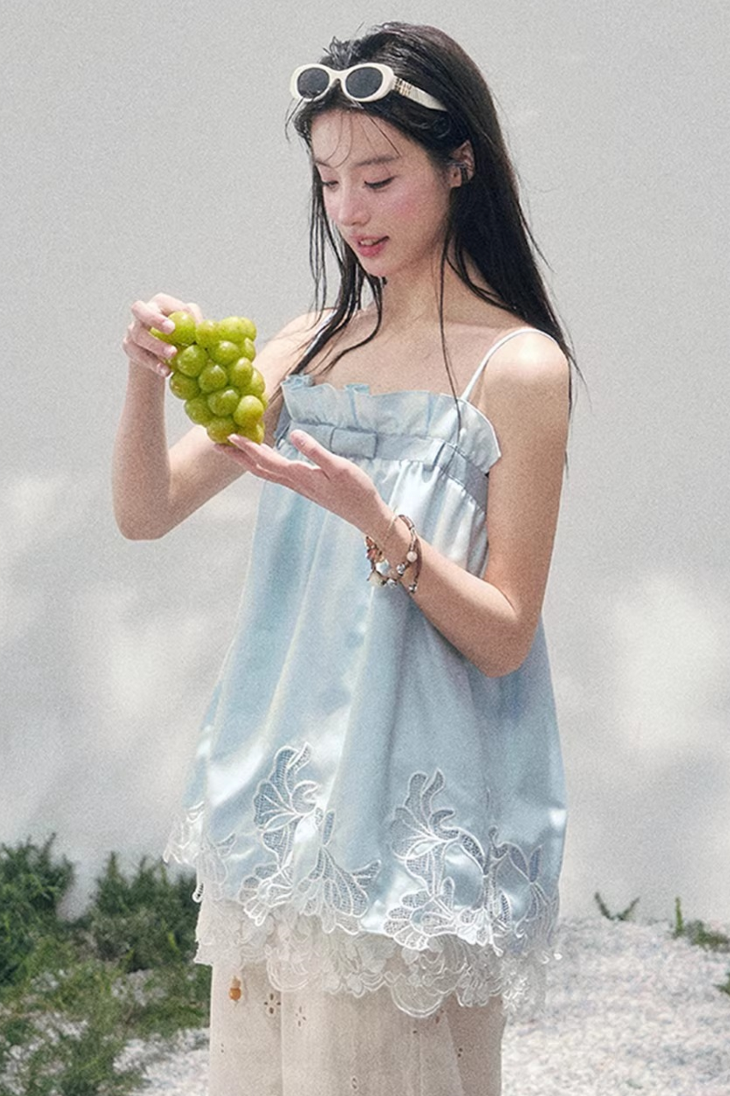 Bouquet-ähnliches Spitzen-Babydoll-Oberteil