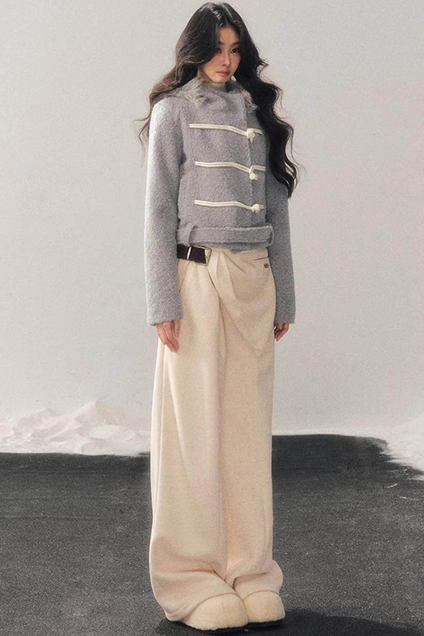 French Woolen Hooded Coat
