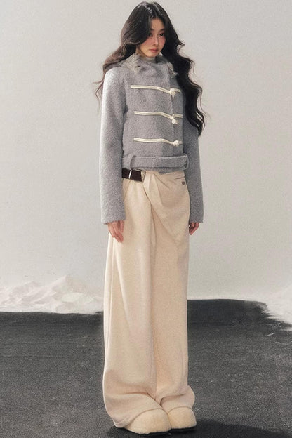 French Woolen Hooded Coat