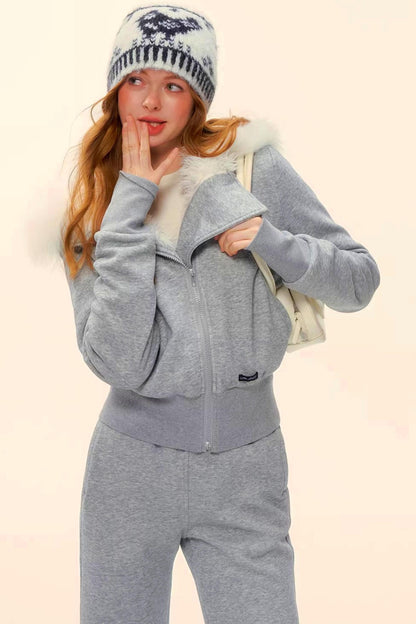 Retro Fleece Hooded Jacket Set-Up