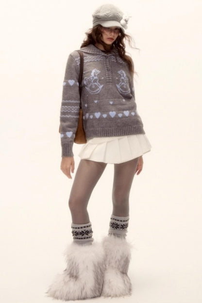 Mohair Pleated Culottes Skirt