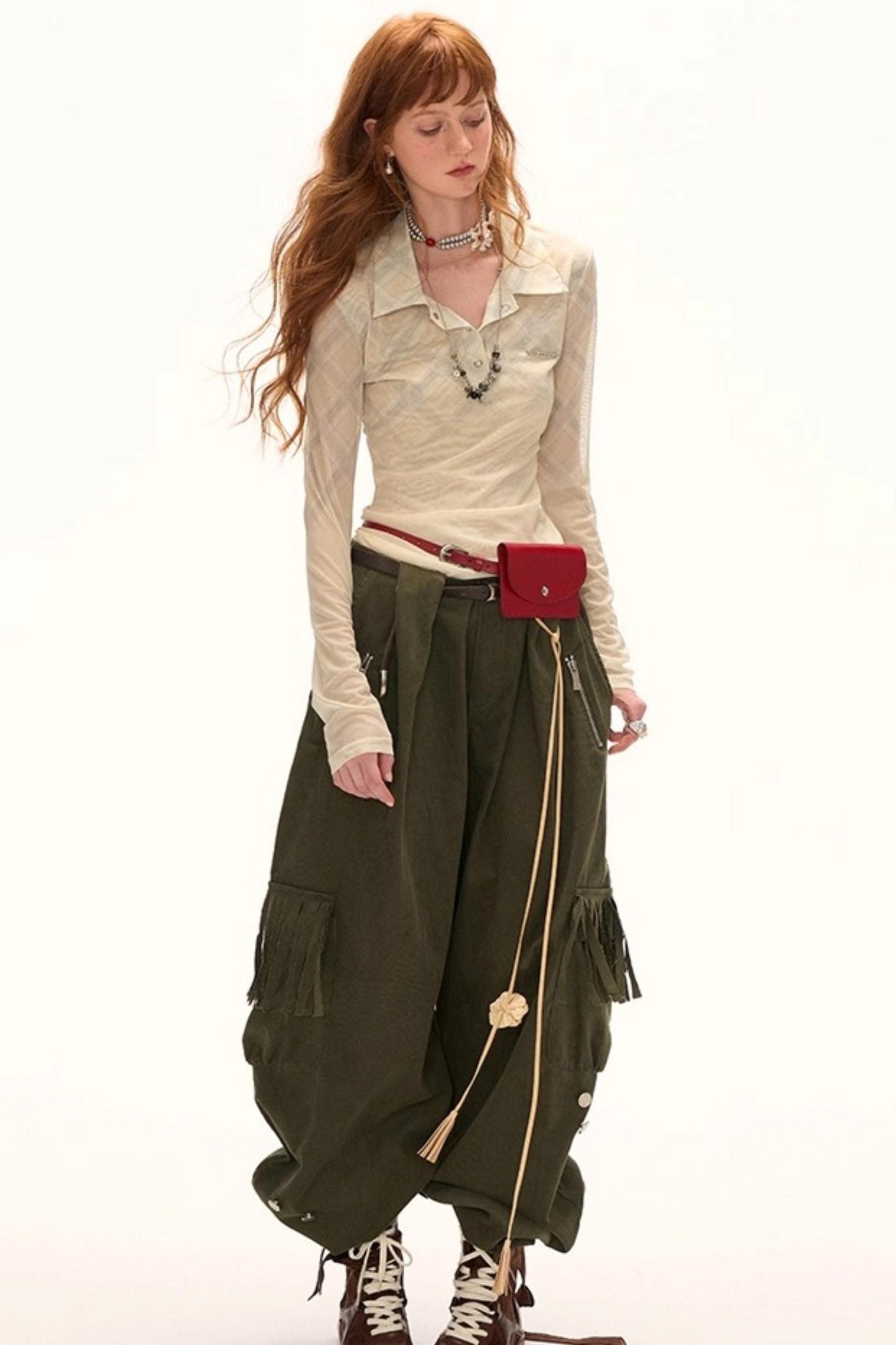 Luxury Slim Plaid Mesh Tee