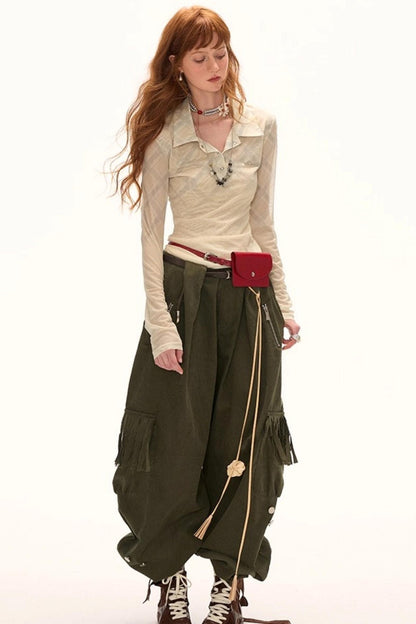 Luxury Slim Plaid Mesh Tee