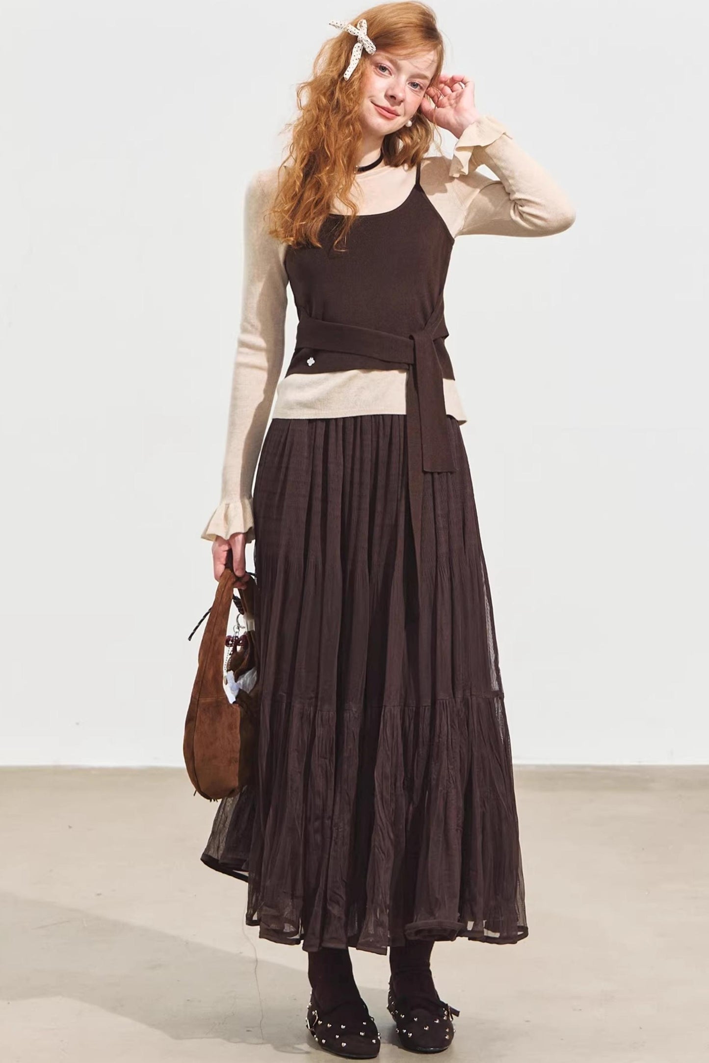 Plaid Collar Sweater Set-Up