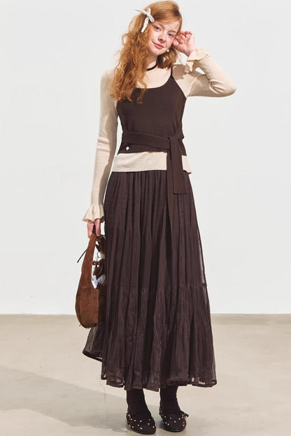 Plaid Collar Sweater Set-Up