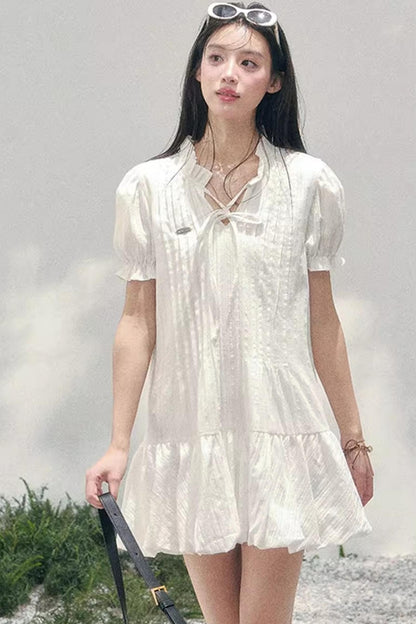 Plaid Puff Sleeve Dress