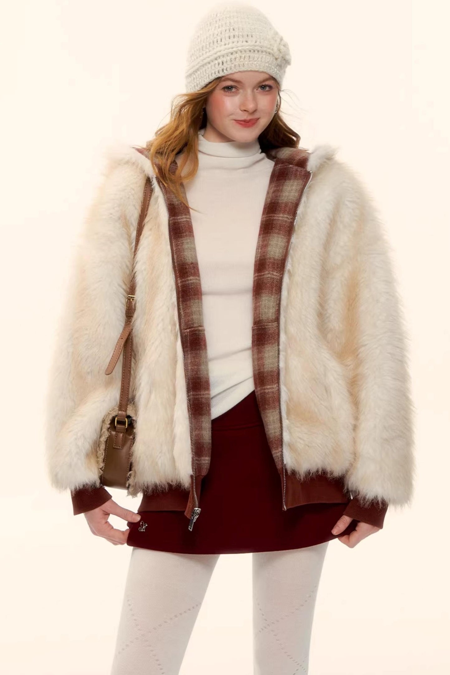 Reversible Plaid Plush Coat