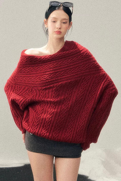 American Off-Shoulder Cable Sweater