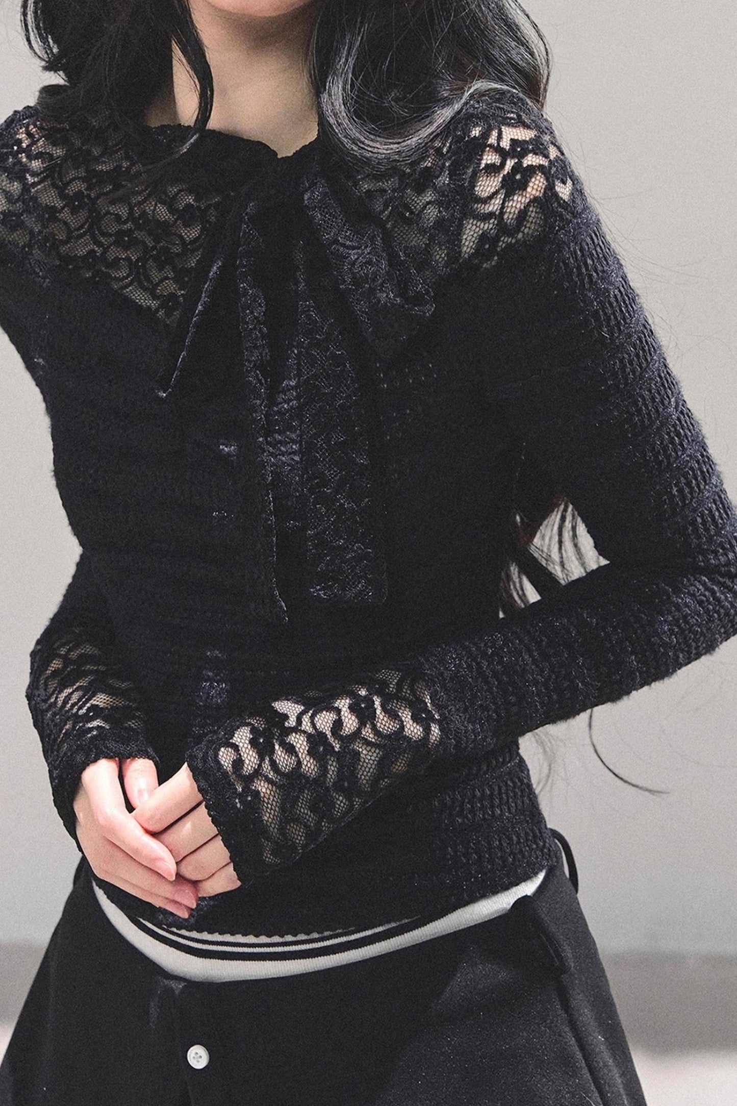 Black and White Lace Top