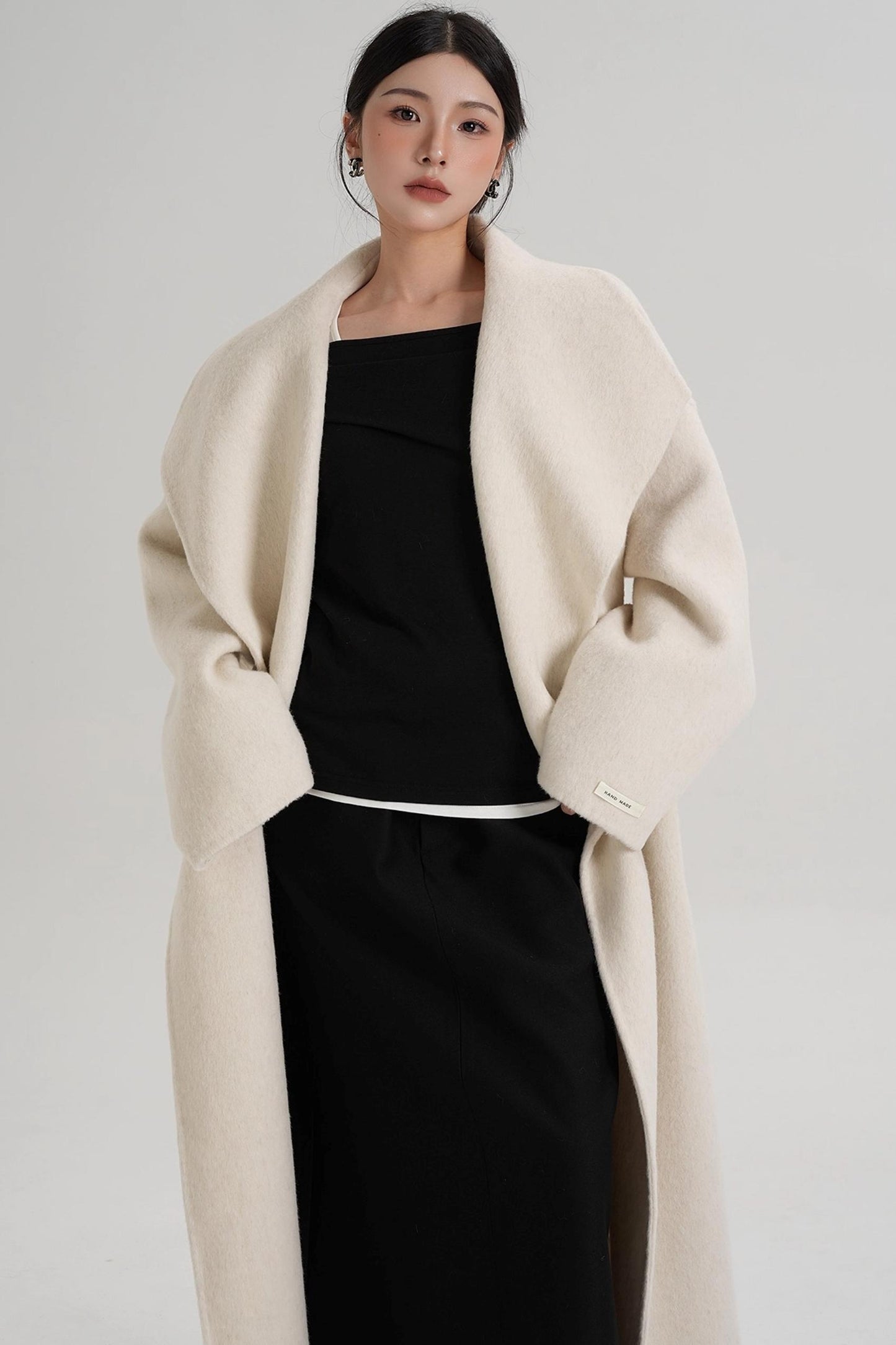 Large Lapel Long Wool Coat