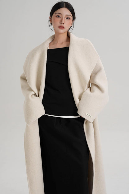 Large Lapel Long Wool Coat